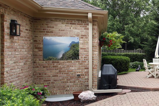 Photo aérienne des rives du lac de Garde affiche de jardin 90x60 cm - Toile de jardin / Toile d'extérieur / Peintures d'extérieur (décoration de jardin)