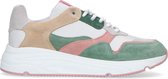 Manfield - Dames - Groene suède sneakers met pasteltinten - Maat 41