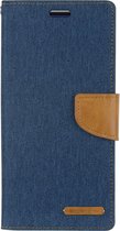 iPhone 11 Hoesje - Mercury Canvas Diary Wallet Case - Hoesje met Pasjeshouder - Blauw