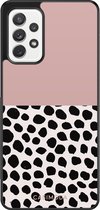 Samsung A72 hoesje - Stippen roze | Samsung Galaxy A72 case | Hardcase backcover zwart