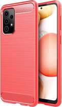 Samsung Galaxy A52 / A52S Hoesje Geborsteld TPU Flexibele Back Cover Rood