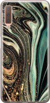 Samsung Galaxy A7 2018 siliconen hoesje - Marble khaki - Soft Case Telefoonhoesje - Groen - Marmer