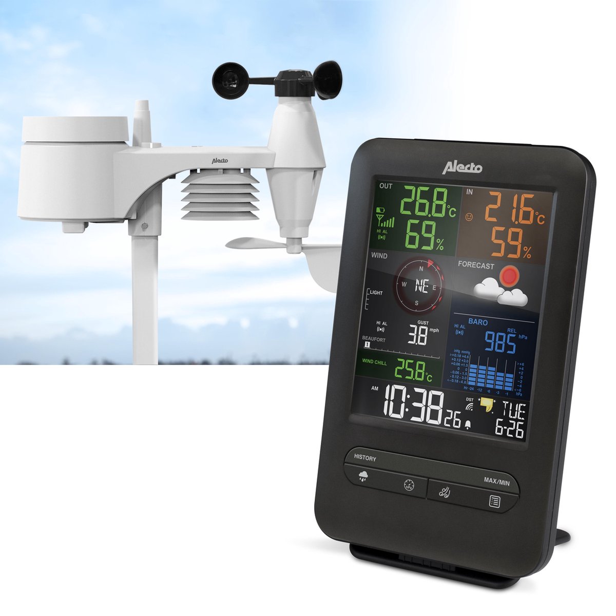 Alecto WS-4800 Station météo LCD couleur avec af…