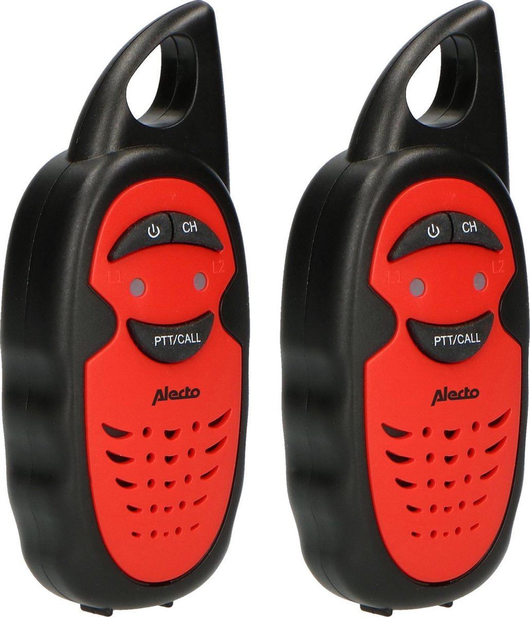 Alecto Fr-05rd - Lot De Deux Talkie-walkies Pour Enfants, Portée Jusqu'à 3 Kilomètres, Noir/rouge