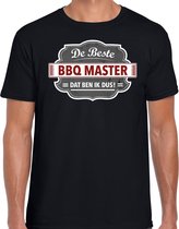 Cadeau t-shirt voor de beste bbq master voor heren - zwart met grijs - barbecue kado shirt / kleding - vaderdag L