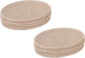 Set de 2 x porte-savons / porte-savon crème / céramique beige 13 cm - Accessoires de Toilettes/ salle de bain