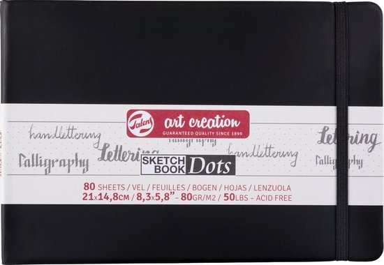 Schetsboek Talens Art Creation 80 witte vellen 140gr 120x120mm zwart