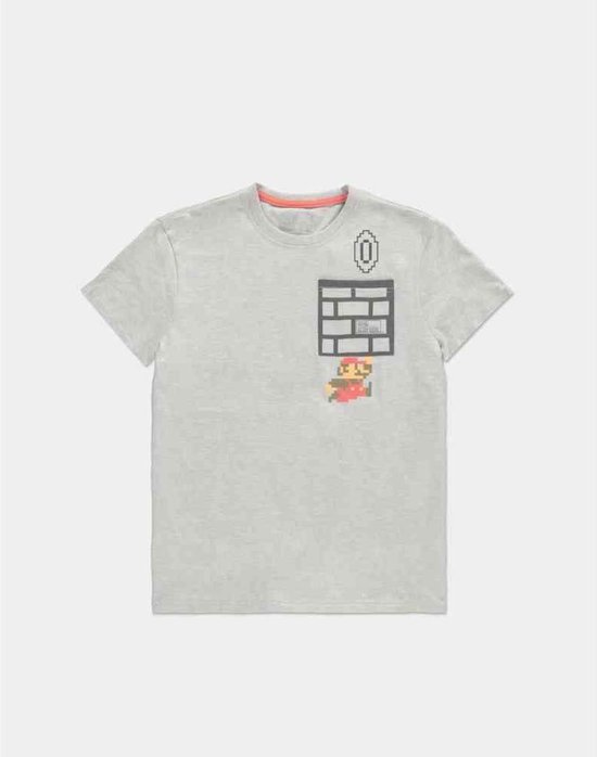 Nintendo Super Mario Heren Tshirt -XL- 8Bit Super Mario Bros Grijs