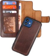 Wicked Narwal | MF Handmade 2 in 1 Leer bookstyle / book case/ wallet case Hoesje voor iPhone 12 Mini Mocca