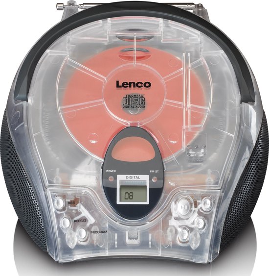 Lenco SCD-24 - Radio CD speler met AUX-uitgang - Transparant | bol