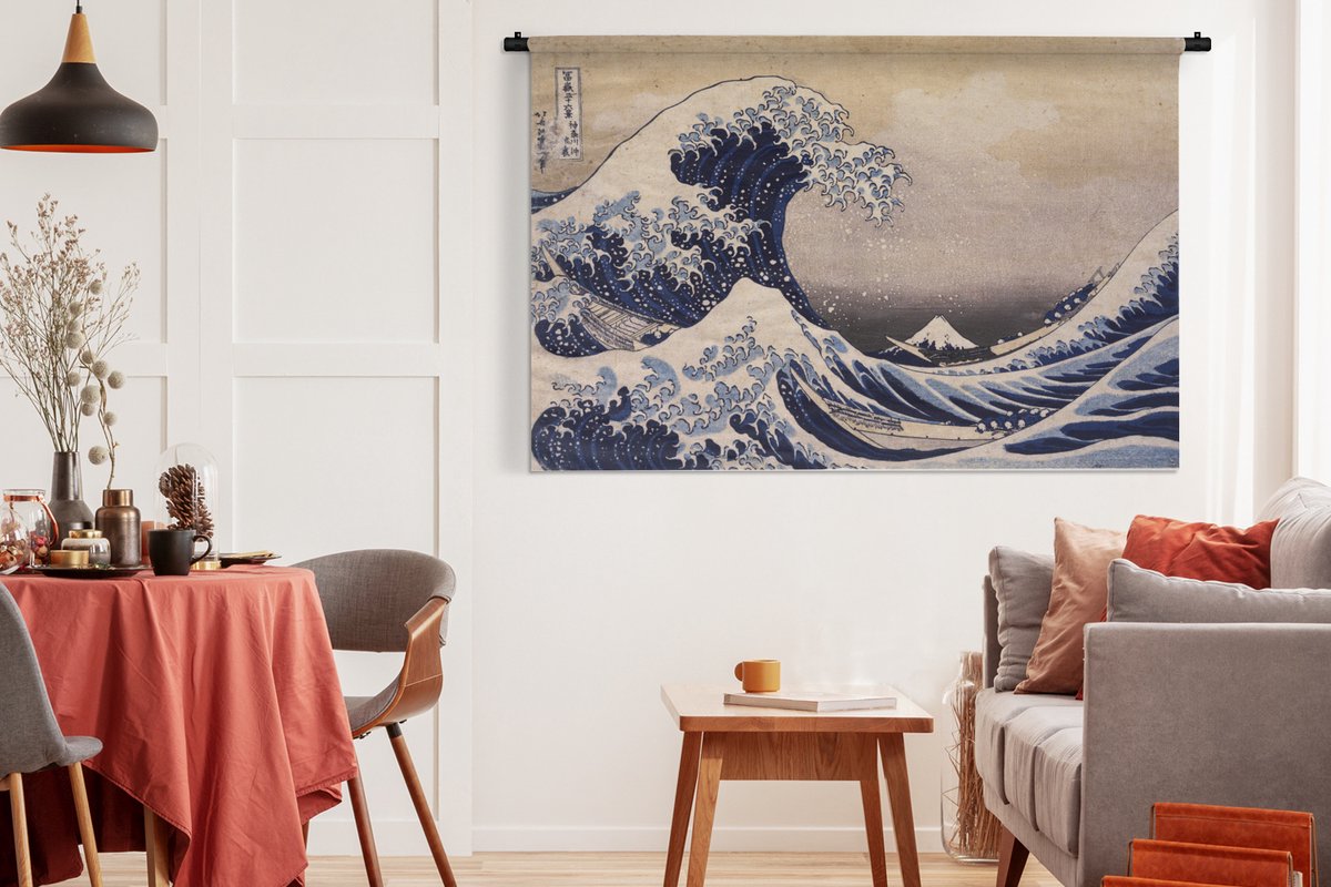 Tapisserie Grande Vague Kanagawa 150x130cm - Décor Japonais Ukiyo-E Pour Mur Et Déco