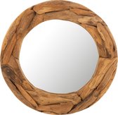 J-Line Spiegel Rond Stukken Teak Hout Naturel Small