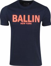 Ballin - Heren T-Shirt - Regular Fit - Navy - Neon Oranje