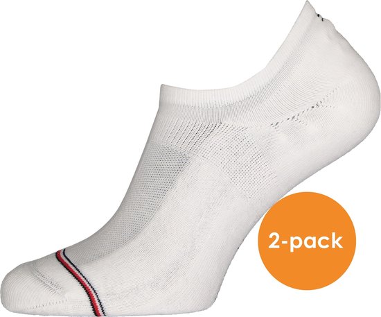 Tommy Hilfiger Iconic Sports Socks (2-pack) - heren sneakersokken katoen - onzichtbaar - wit - Maat: 39-42