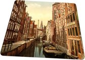Oud Stadsgezicht Amsterdam Oudezijds Kolk - Oude Foto Print op Muismat 22x20cm