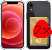 Hoes voor iPhone XR Hoesje Met Pasjeshouder Transparant Card Case Shock - 2 Stuks