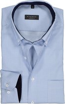 ETERNA comfort fit overhemd - twill heren overhemd - lichtlauw met wit geruit (contrast) - Strijkvrij - Boordmaat: 44