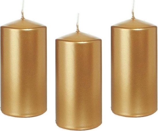 10x Bougie cylindrique dorée / bougie bloc 6 x 12 cm 40 heures de  combustion - Bougies... | bol.com