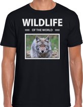 Dieren foto t-shirt Wolf - zwart - heren - wildlife of the world - cadeau shirt Wolven liefhebber 2XL