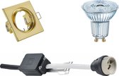 LED Spot Set - OSRAM Parathom PAR16 927 36D - GU10 Fitting - Dimbaar - Inbouw Vierkant - Mat Goud - 3.7W - Warm Wit 2700K - Kantelbaar 80mm