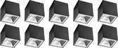 Opbouwspot 10 Pack - Proma Cliron Pro - GU10 Fitting - Opbouw Vierkant - Mat Zwart/Zilver - Aluminium - Verdiept - Ø90mm