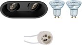 OSRAM - LED Spot Set - Parathom PAR16 930 36D - Proma Zano Pro - GU10 Fitting - Dimbaar - Inbouw Ovaal Dubbel - Mat Zwart - 3.7W - Warm Wit 3000K - Kantelbaar - 185x93mm