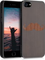 kwmobile hoesje voor Apple iPhone 7 / 8 / SE (2020) - Backcover in bruin / oudroze - Snor op Hout design
