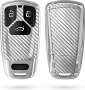 kwmobile autosleutelhoes voor Audi 3-knops Smartkey autosleutel (alleen Keyless Go) - TPU beschermhoes - sleutelcover - Carbon design - zilver