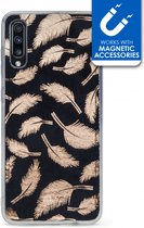 Samsung Galaxy A70 Hoesje - My Style - Magneta Serie - TPU Backcover - Golden Feathers - Hoesje Geschikt Voor Samsung Galaxy A70