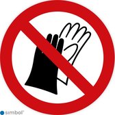 Simbol - Stickers Dragen Van Handschoenen Verboden - Geen Handschoenen (P028) - Duurzame Kwaliteit - Formaat ø 30 cm.