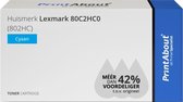 PrintAbout huismerk Toner 80C2HC0 (802HC) Cyaan Hoge capaciteit geschikt voor Lexmark