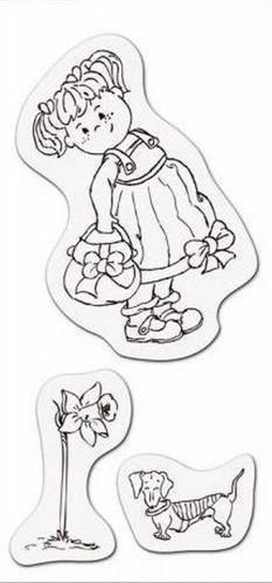 Stempel Meisje met tas 8 x 16cm