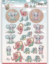 Little Elephants Welcome Baby 3D-Knipvel Yvonne Creations 10 stuks