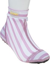 Duukies - Meisjes UV-strandsokken - Stripe Pink White - Roze streep - maat 20-21EU