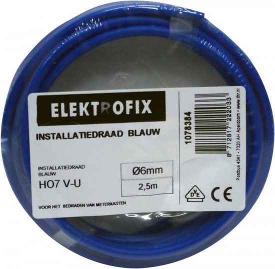 Elektrofix VD-draad 6mm2 blauw 2.5m | bol.com