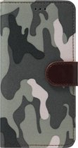 ADEL Kunstleren Book Case Pasjes Portemonnee Hoesje voor Samsung Galaxy J3 (2017) - Camouflage Grijs