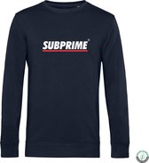 Subprime - Heren Sweaters Sweater Stripe Navy - Blauw - Maat L