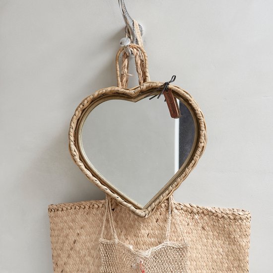 Wicker Heart Mirror, 60cm