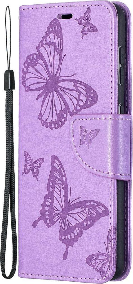 Mobigear Telefoonhoesje geschikt voor Samsung Galaxy S21 Hoesje | Mobigear Butterfly Bookcase Portemonnee | Pasjeshouder voor 2 Pasjes | Telefoonhoesje voor Pinpas / OV Kaart / Rijbewijs - Paars