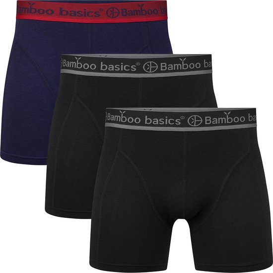 Comfortabel & Zijdezacht Bamboo Basics Rico - Bamboe Boxershorts Heren (Multipack 3 stuks) - Onderbroek - Ondergoed - Navy & Zwart - XXL