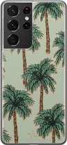 Samsung Galaxy S21 Ultra siliconen hoesje - Palmbomen - Soft Case Telefoonhoesje - Groen - Natuur