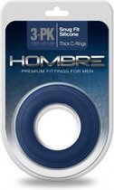 Hombre Snug Fit Silicone Thick C-Rings - 3 pack - Navy - Cock Rings
