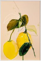 JUNIQE - Poster in kunststof lijst Aquarel citroen -30x45 /Geel &