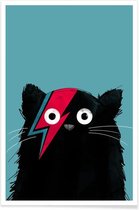 JUNIQE - Poster Cat - Hero 2 -40x60 /Turkoois & Zwart