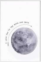 JUNIQE - Poster met kunststof lijst Moon -13x18 /Grijs & Wit