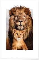 JUNIQE - Poster LION FAMILY -40x60 /Bruin & Oranje