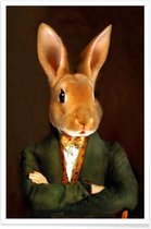 JUNIQE - Poster Buster - Aristocratisch konijntje -30x45 /Bruin