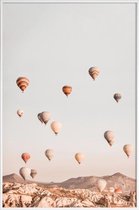 JUNIQE - Poster in kunststof lijst Heteluchtballonnen -40x60 /Bruin &