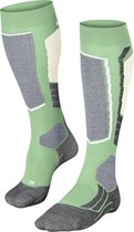 FALKE SK2 Skiing anti ampoules, chaussettes de sports d'hiver anti-transpiration en laine mérinos femme vert - Taille 39-40