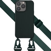 Coque iPhone 13 - Selencia Coque en Siliconen avec cordon détachable - Vert foncé